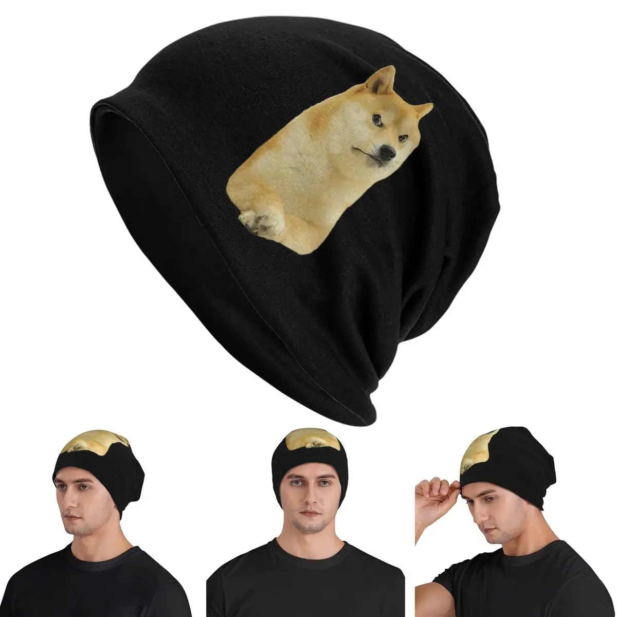 

Забавные шапочки Cheems Shiba Inu Meme унисекс для взрослых, вязаная шапка, теплая шапка в стиле хип-хоп, осенне-зимняя уличная шапка Skullies