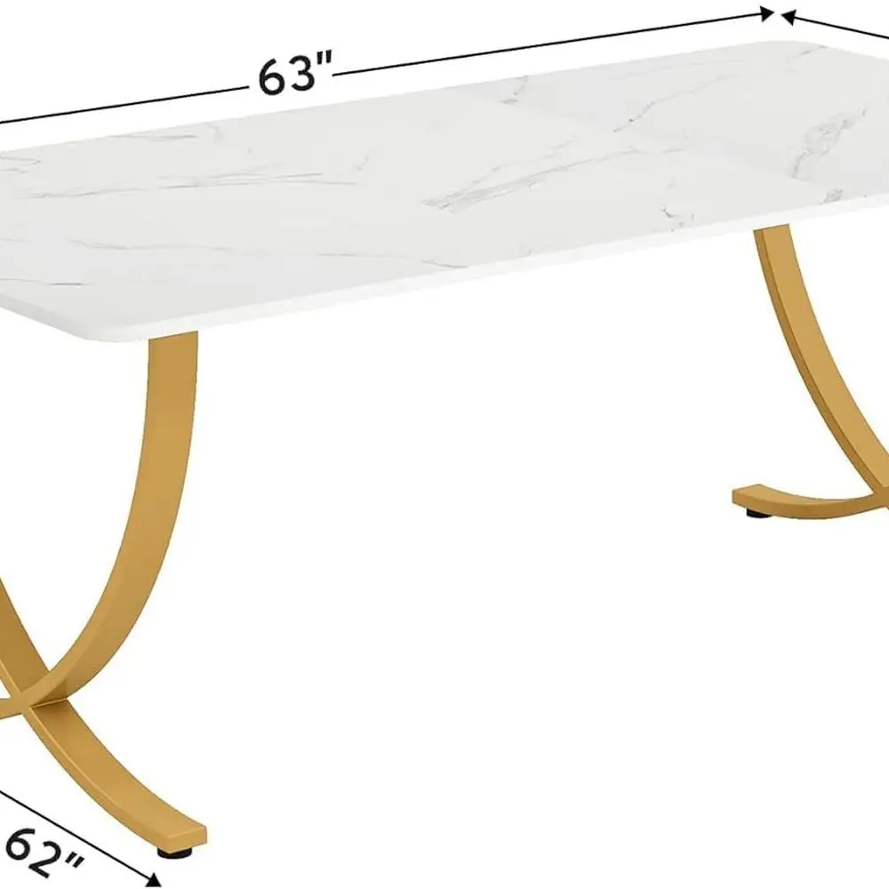 Meja Kantor Modern Besar 63 Putih & Emas, Meja Konferensi Eksekutif untuk Rapat Bisnis