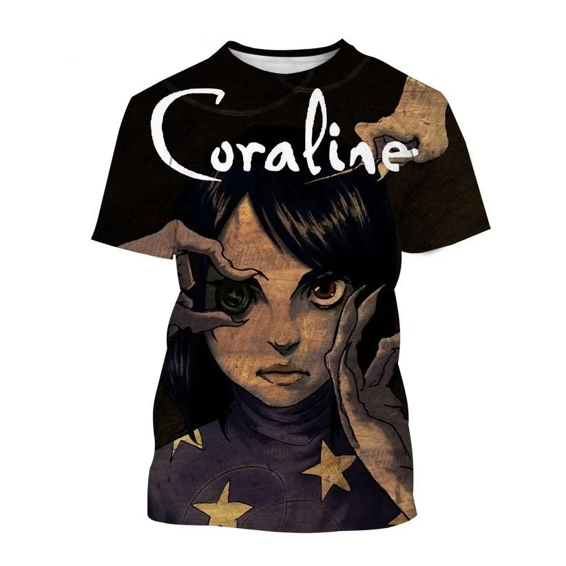 

New Summer Coraline 3D Print T-Shirt Men Women Horror Anime Movie Short Sleeve Tshirts Oversized Harajuku Tees Top Kid