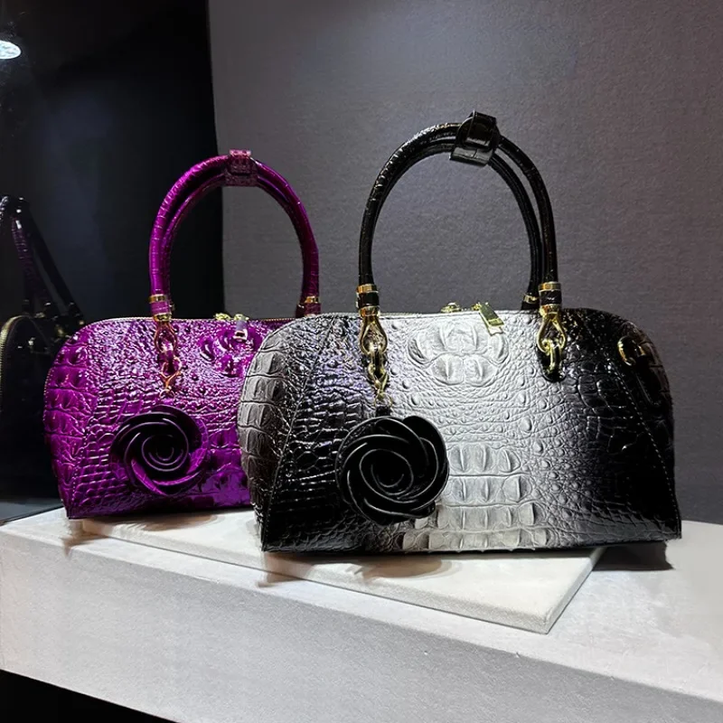 

Leather Crocodile Handbag Women 2024 New Fashion Shoulder Crossbody Bag Large Capacity Pillow Bag Bolsas Para Mujeres