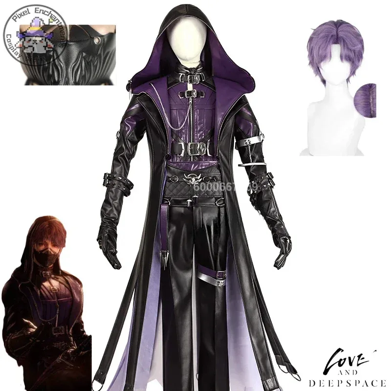 

Game Love and Deepspace Rafayel Cosplay Costume Deepsea Stalker Anime Leather Top Pant Clothes for Men Women Halloween Role Play