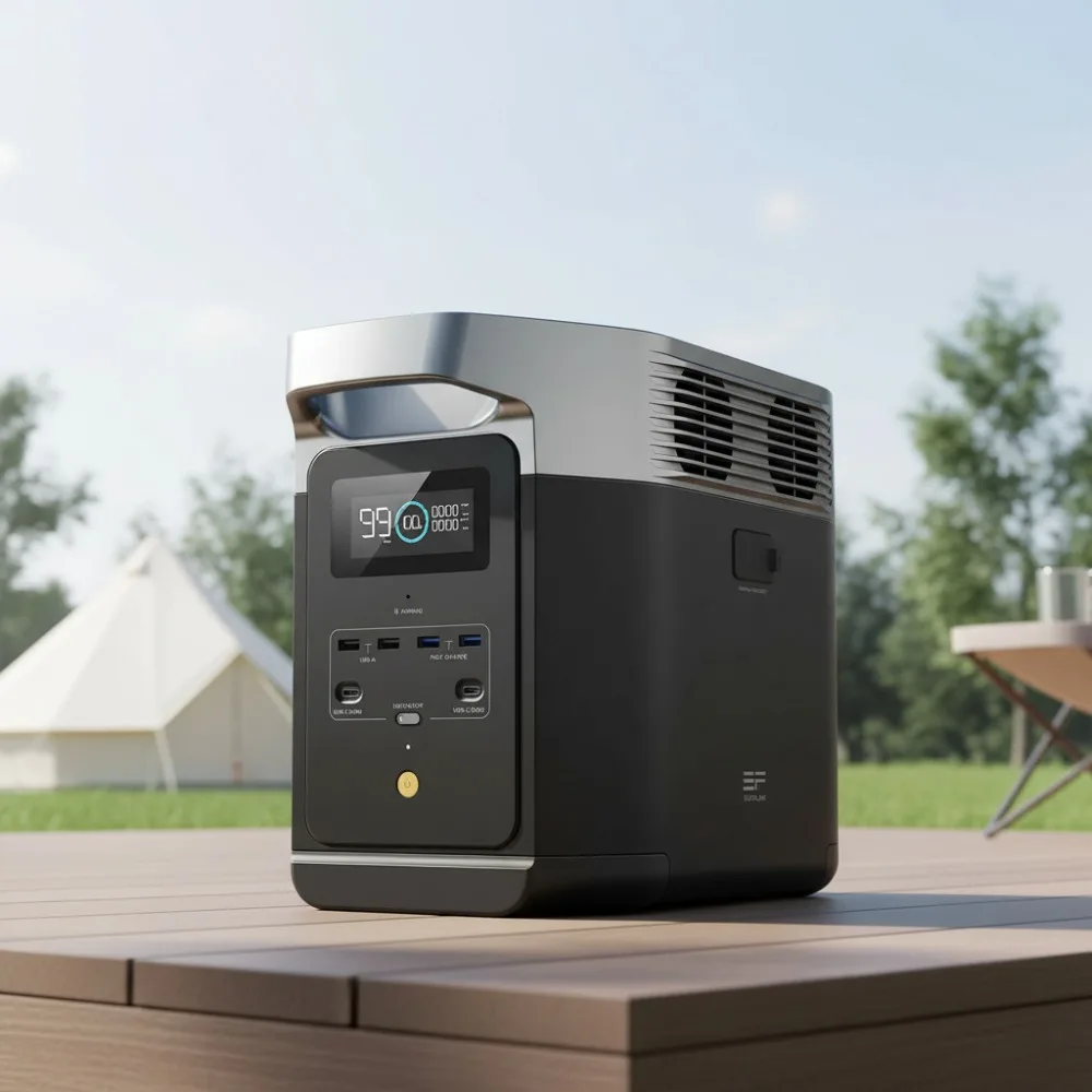 محطة طاقة محمولة 1024 وات في الساعة، مخرج تيار متردد 1800 وات، مولد طاقة شمسية للنسخ الاحتياطي المنزلي والتخييم والمركبات الترفيهية #1