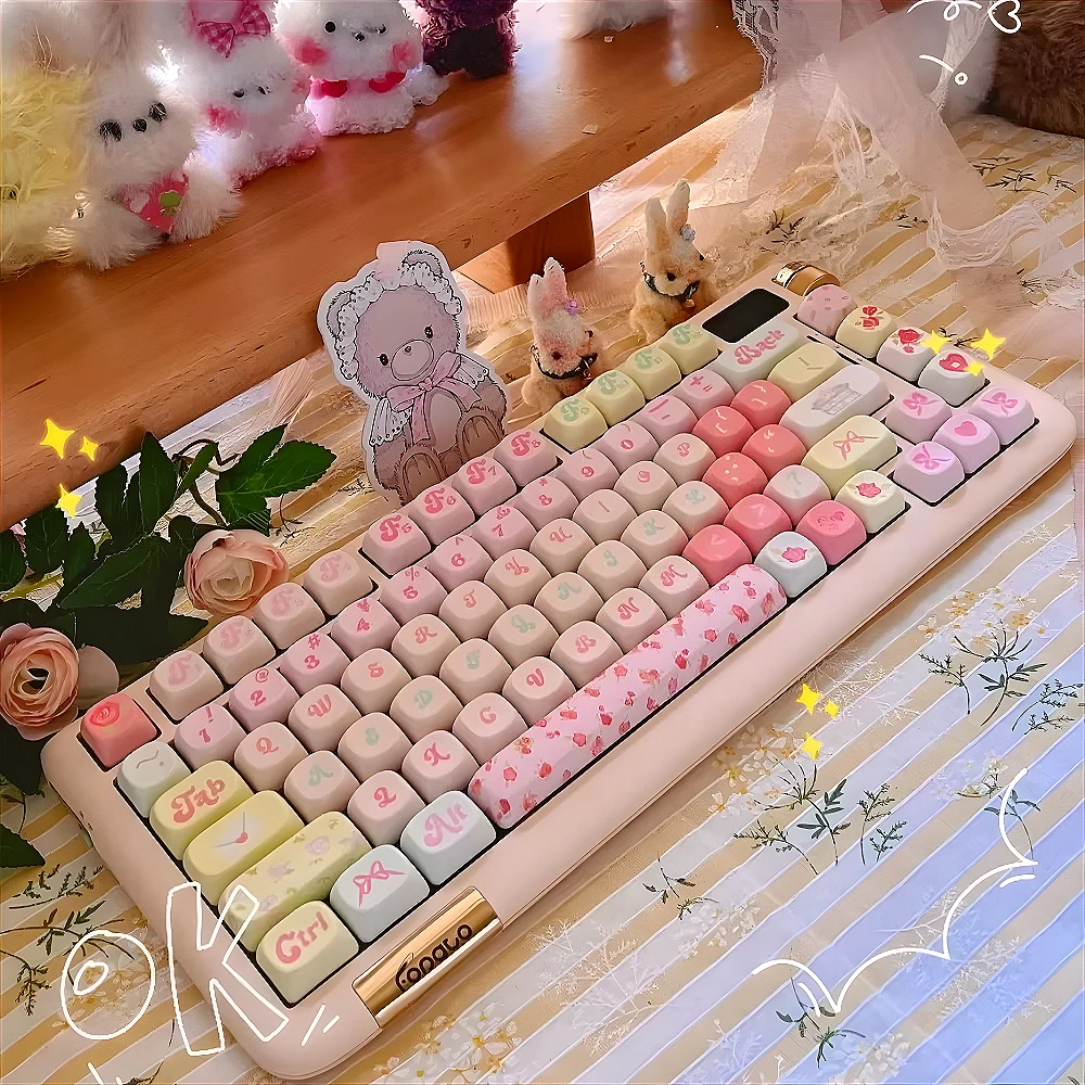 

Rose Ice Dream Theme, Keyboard Keycap Set PBT Cherry/XOA 135 Keys, Pink, Keycaps for 21/61/87/104/108 Mechanical Keyboards