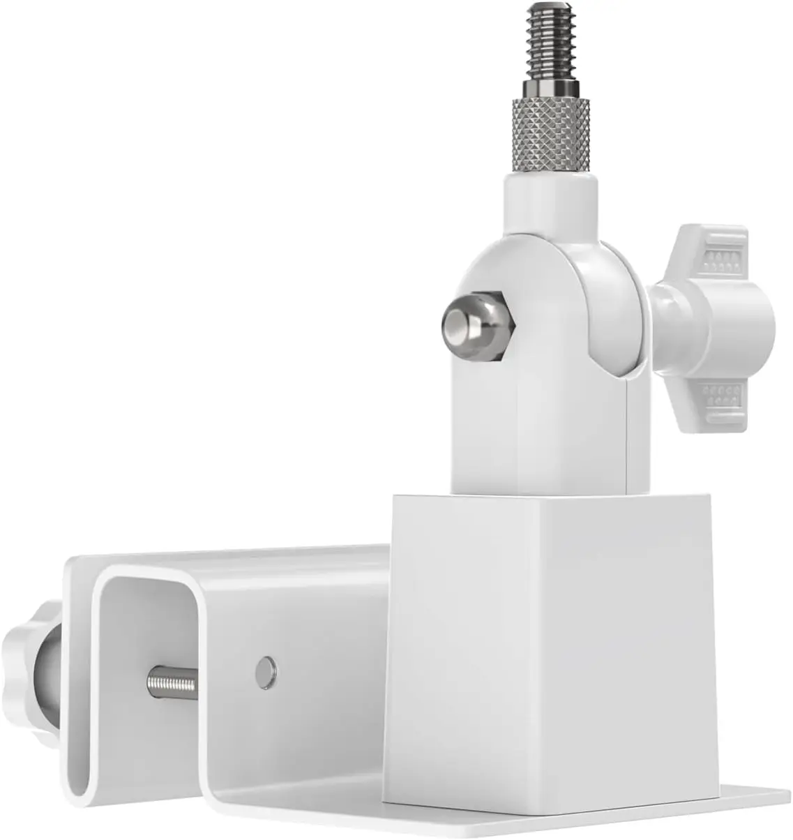 Universal Solar Panel Gutter Mount for Security Cameras, Adjustable White Bracket