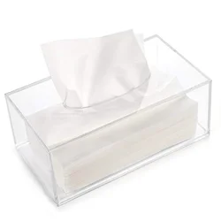 Clear Acrylic Tissue Box Holder Simple Rectangular Paper Napkin Cointainer Oragnizer for Car Home End Table