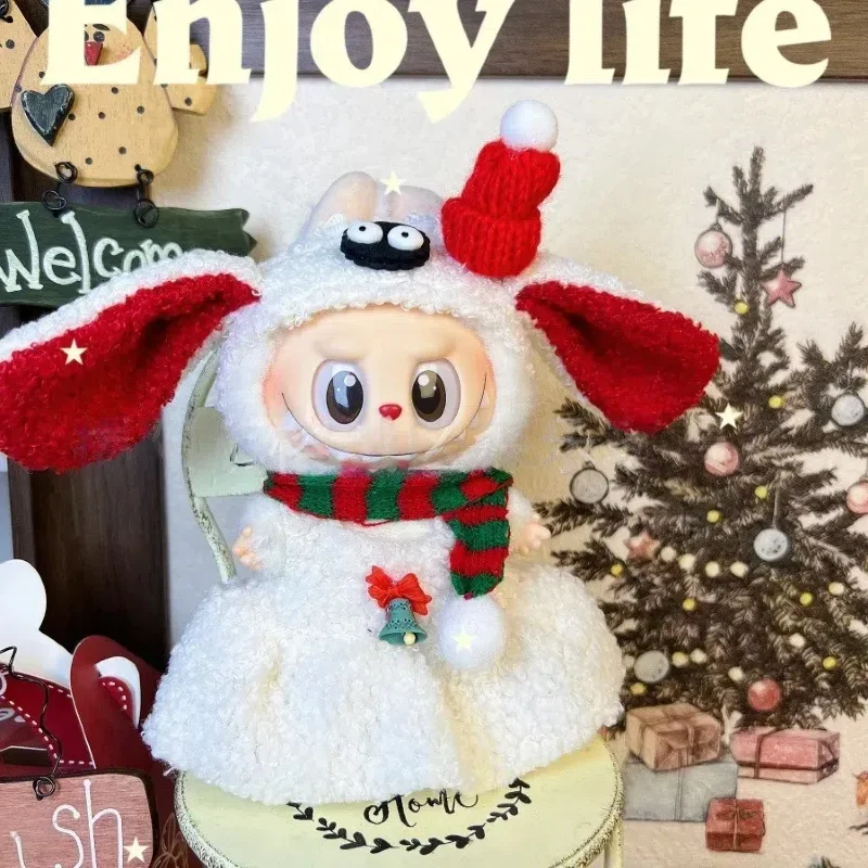 

15/17cm Clothes For Labubu Doll Christmas Clothes Christmas Red Deer Theme Set Labubu Accessories unique Christmas Gift