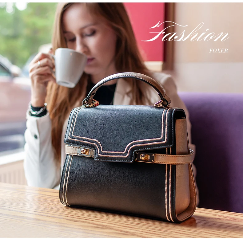 Foxer Kommut Damen Mid Handtasche Damen stilvolle Umhängetasche Hochleistungs-Umhängetasche Split Leder Luxus klappe Umhängetasche – Detail 2