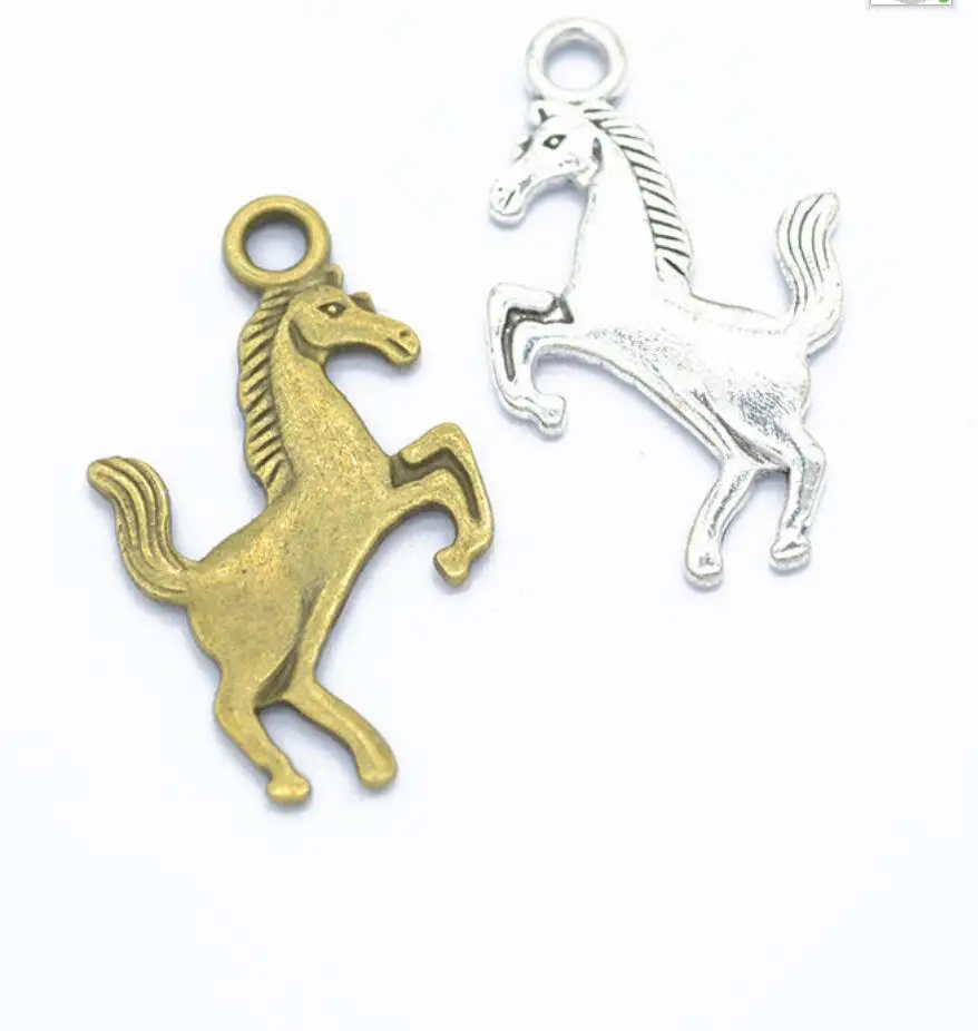 

40pcs Charms Running Horse 34*19mm Tibetan Bronze Silver Color Pendants Antique Jewelry Making DIY Handmade Craft F0926