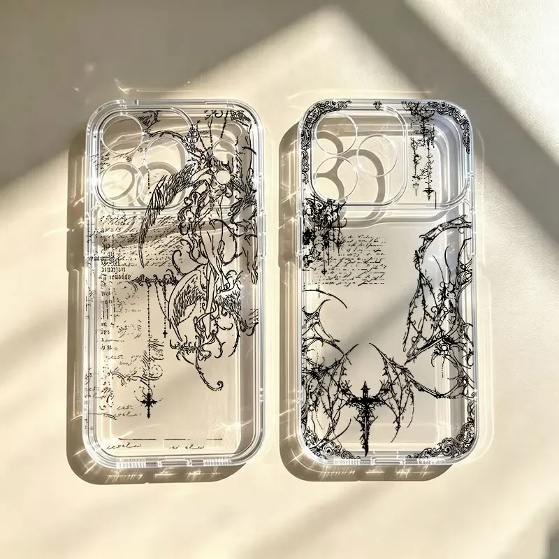 Cellphone Case For Samsung Galalxy A27 A57 A37 S26 S25 S24 S23 Ultra Plus FE A17 A07 A06 5G Angel Dark Cross Gothic Style Shell