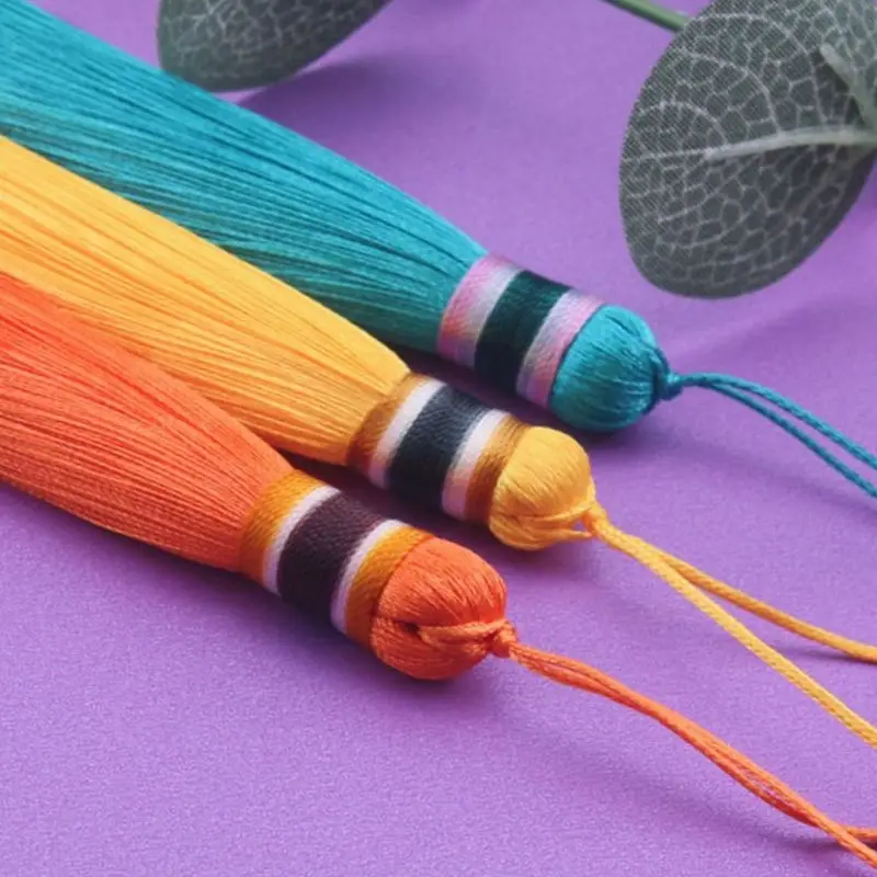 3-9Pcs/Pack Silky Tassels Floss Bookmark Tassels with Cord Loop Chinese Knot Tassels for Jewelry Making DIY Craft Accessories