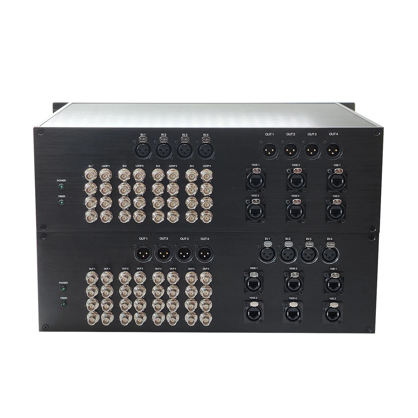 HO-LINK Broadcast Quality 12G/4K/3G/HD-SDI Video XLR Audio Optical Fiber Transceiver OpticalCON + PowerCON 3-Year