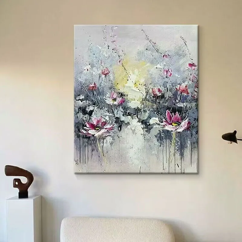 

Underwater Lotus Pond Hand Drawn Oil Painting Bedroom For Home Decoration Bedroom Dining Room Living Room And Sofa Mural Corrido