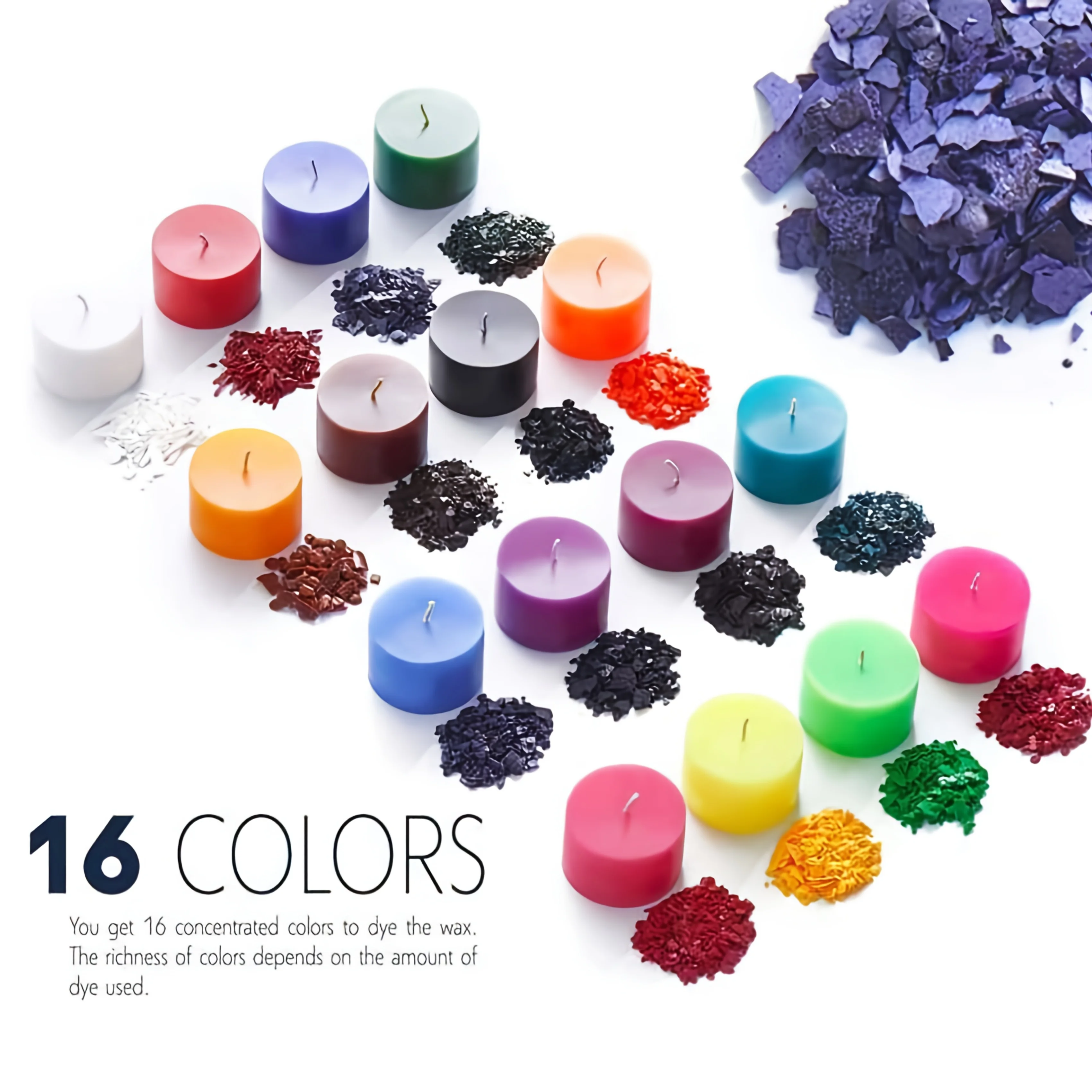 Candle Dyes - 6/12/16 Colors (1 Gram Each) for Candle Coloring and Making, Candle Making Materials, 16 Common Color Dyes, for Making Colorful Candles, DIY Candle Materials, Gifts for Family and Friends, DIY Atmosphere Decoration. Dyeing Materials for DIY Candle Making, Suitable for Christmas Gifts, New Year Gifts, and Atmosphere Decoration.