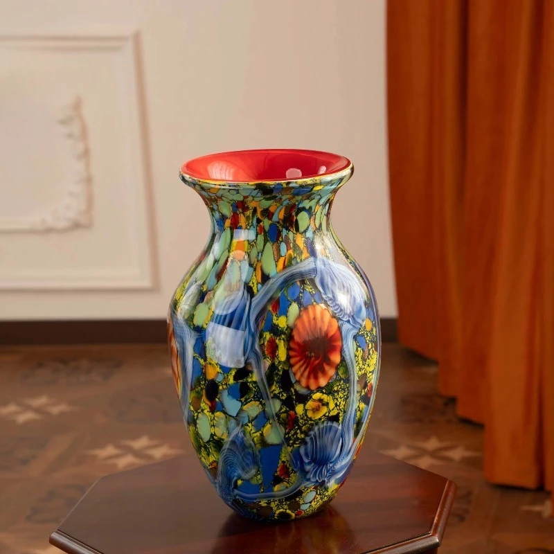 Hand Blown Blue Glass Vase Art Deco Design Desktop Deco Home Art Deco Glass Hotel Desktop Art Features