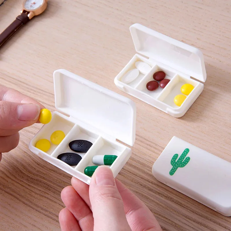 Pill Box Mini Pill Case 3 Grids Tablet Pill Organizer Case Dispenser Travel Tablet Holder Container Medicine Drug Storage Box