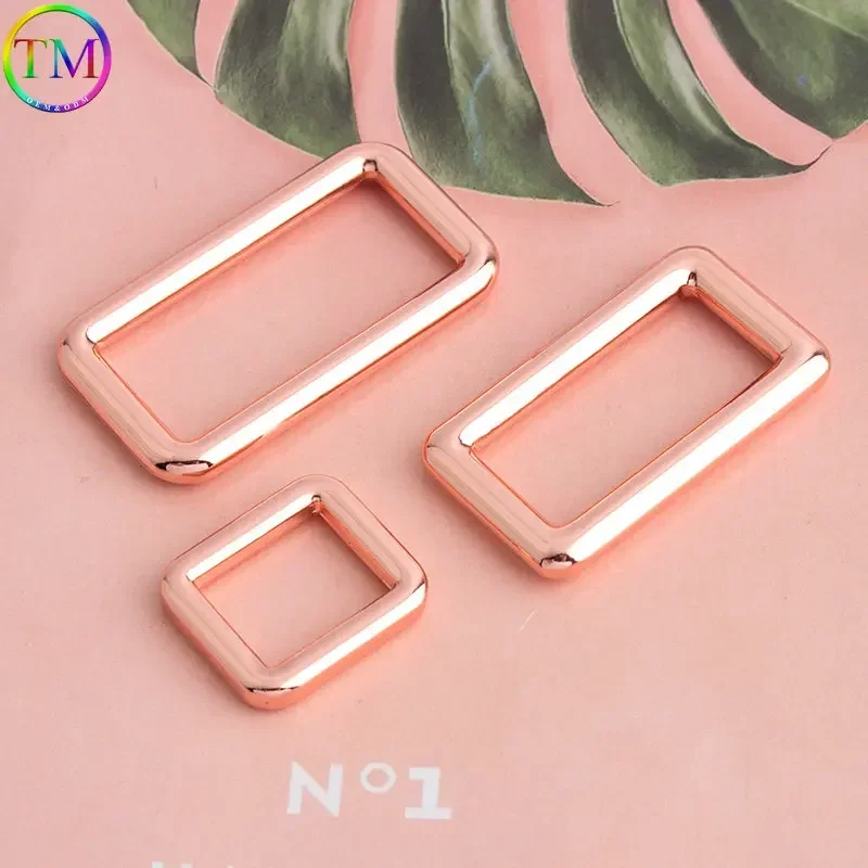 Rose Gold 13 มม.19 25 มม.38 มม.โลหะสายรุ้งโลหะสายคล้องกระเป๋าเข็มขัด Web Slider Tri Glide 3 บาร์ปรับหัวเข็มขัดบาร์หัวเข็มขัด