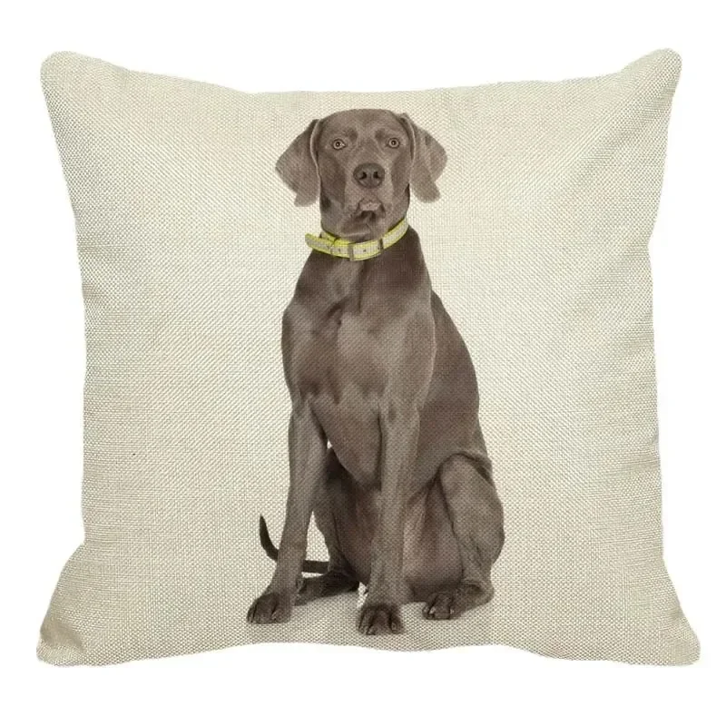 Animal Weimaraner Pattern Decorative Cushion Cover  Linen Dog Pillow Case Home Sofa Square Couch Pillow Cover 45X45cm