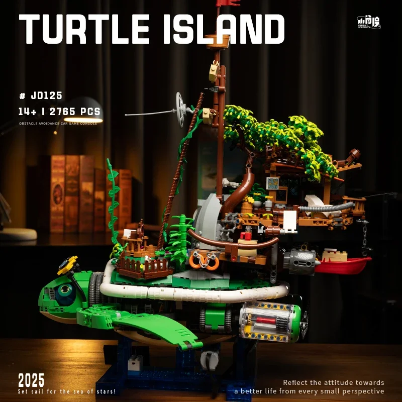 2765PCS Creativity Turtle Island Pirate Ship Model Building Block with Base Steampunk Style Assemble Bricks Toy for Adults Teens