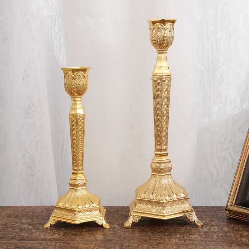 1pcs European-style elegant temperament hotel home living room candle holder, metal retro long and short optional