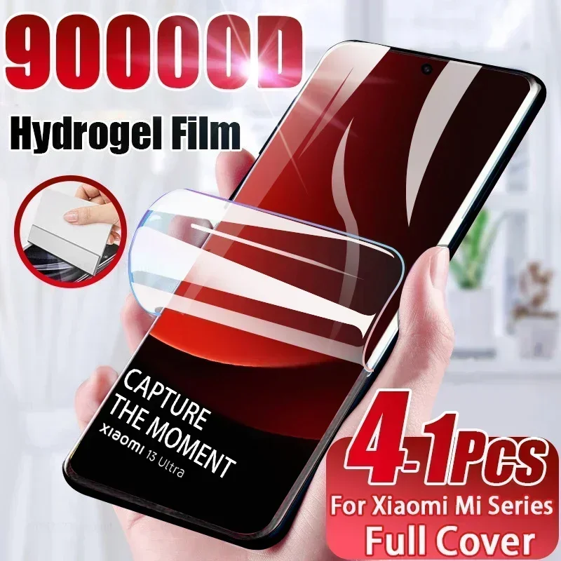4PCS Hydrogel Film for Xiaomi Mi 13Ultra 12 11 10 12X 12S 14 Ultra 13T 12T 11T Pro Full Cover Screen Protector Note 11i Lite 5G