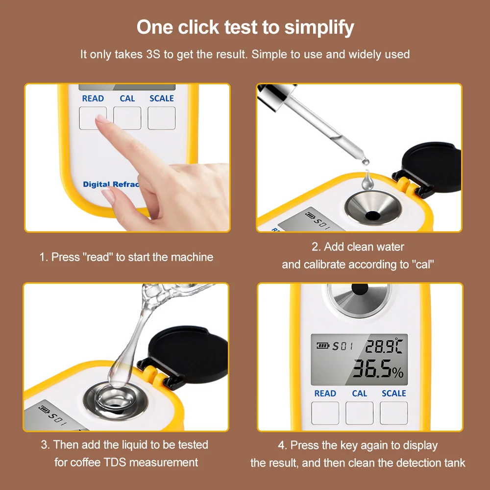 0-25% Digital Coffee Refractometer TDS Concentration Detector For Coffee Hydrometer Brix Coffee Sugar Meter