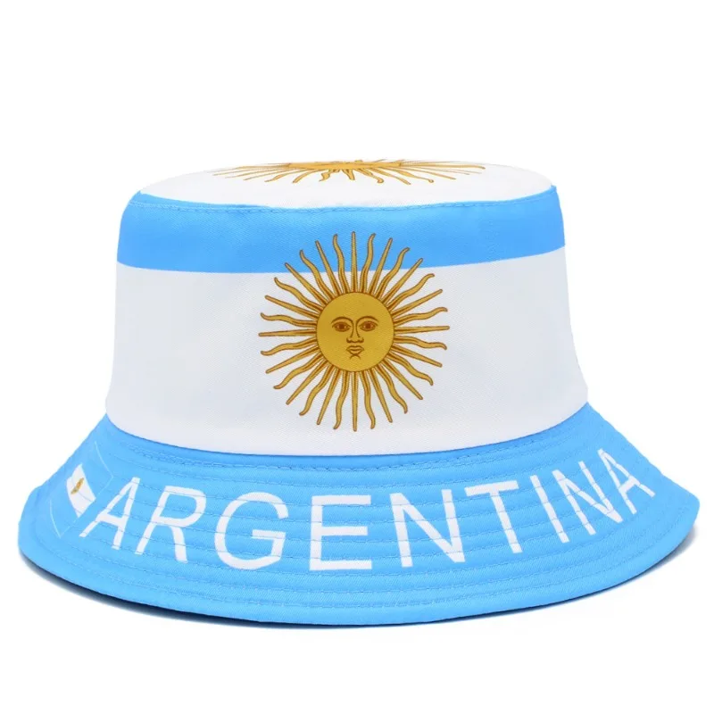 Argentina Flag Bucket Hat Fisherman Hats Double Side Flat Top Bob Panama Caps for Men Women Reversible Outdoor Sun Hats Flag Cap