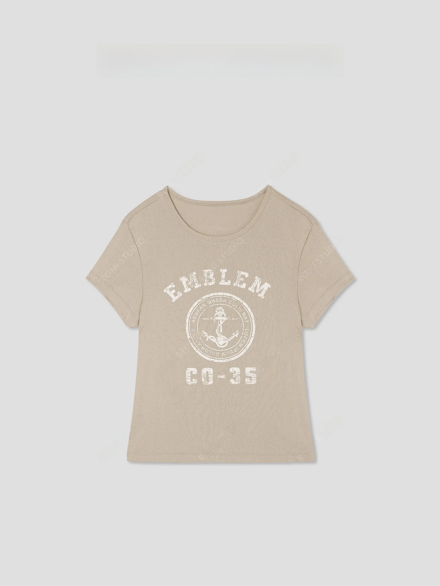 

Женская повседневная футболка Romi Studio в американском ретро-стиле из хлопка с эластичным принтом, трикотажная, свободного кроя...