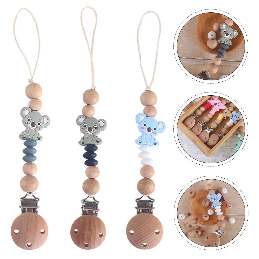 Baby Pacifier Strap Bear Silicone Anti-out Chain Teether Ring Molar