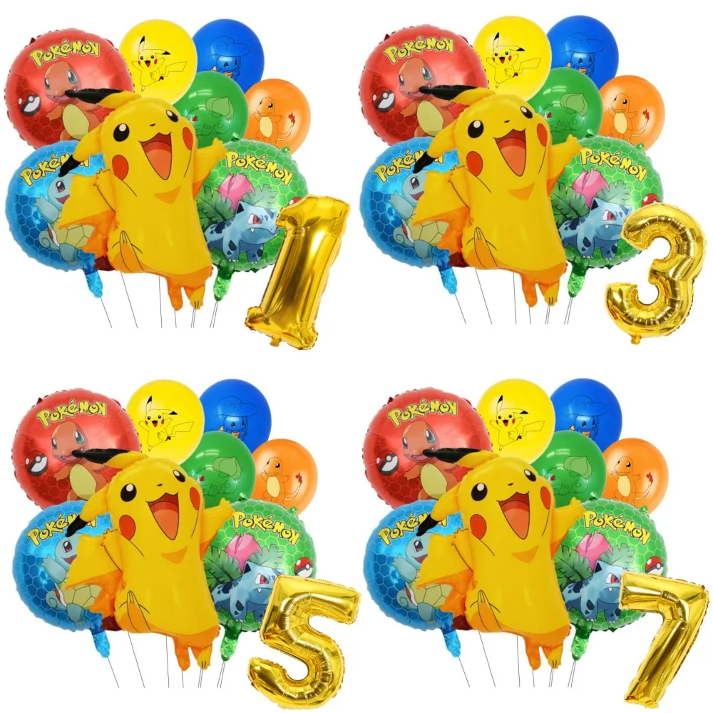 

1Set Pokemon Balloon 32 Inch Number Foil Balloons 1st-9st Kids Pikachu Theme Birthday Party Decorations Baby Shower Globos Toy