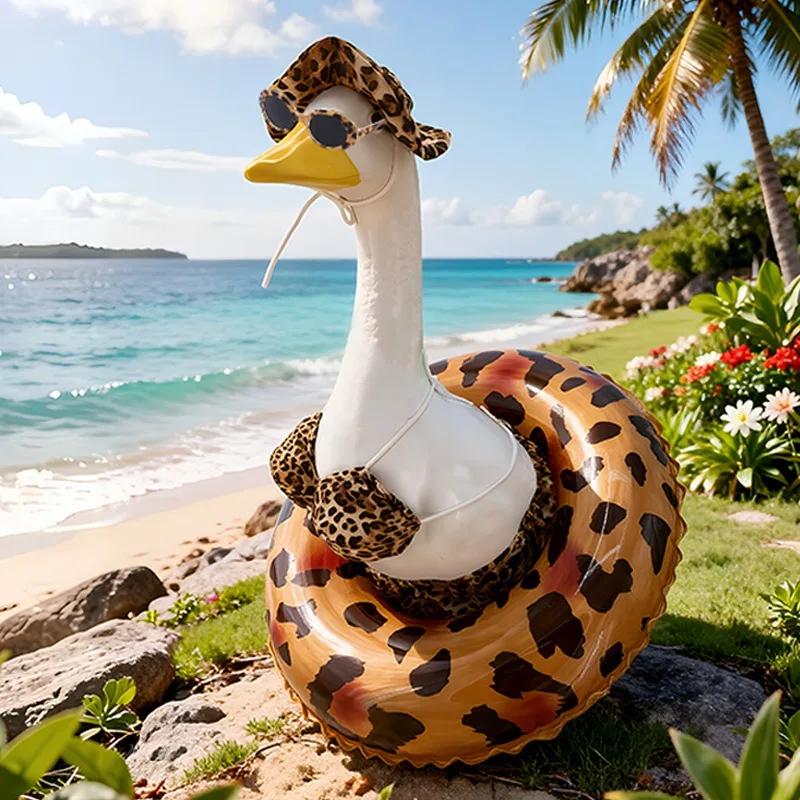 Summer 23 Inch Porch Goose Costume Leopard Print  Hawaiian Themed Goose Costume Set