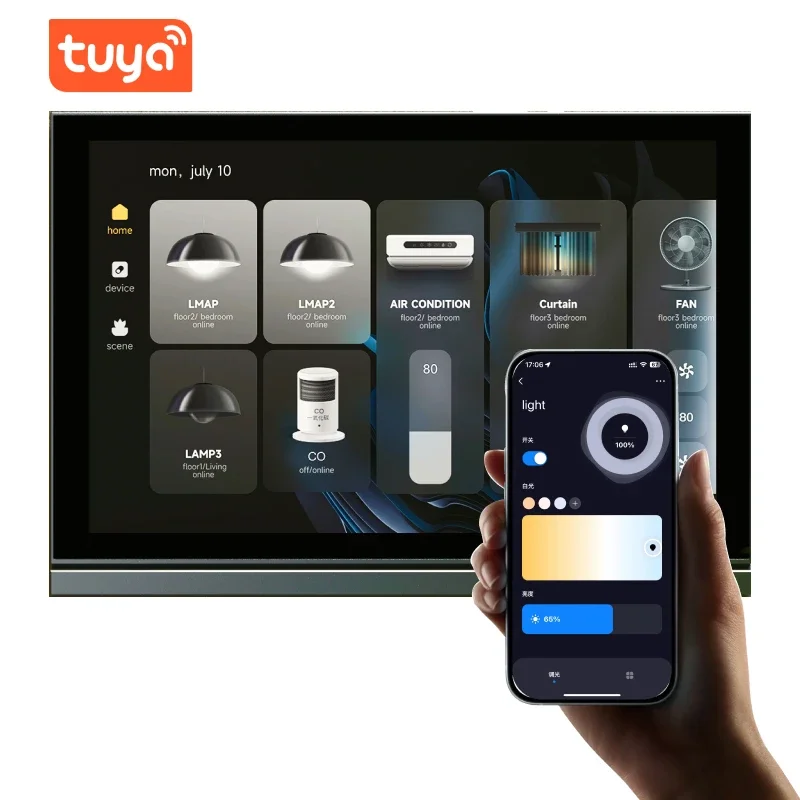 Smart Home Audio Amplifier System Integrated Smart Hub CNC Android Control Panel Multi-Room Music Playback-8 Speakers WiFi 5G