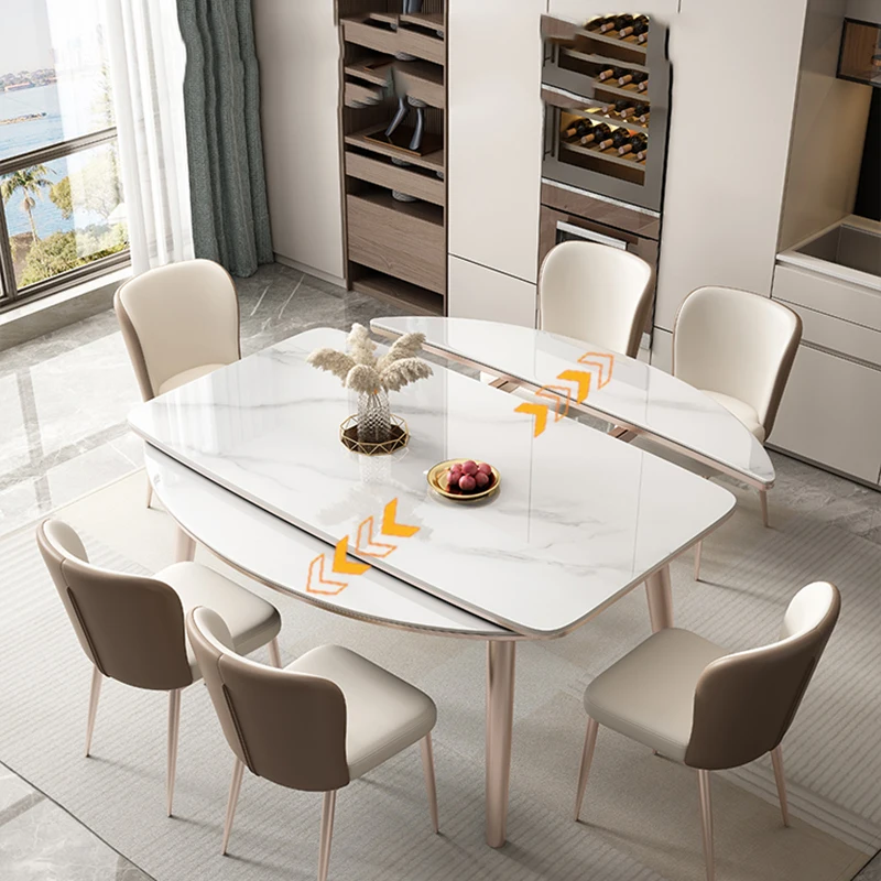 

Living Room Dining Table Party White Extendable Center Round Dining Table Restaurant Modern Big Mesas De Jantar Home Furniture