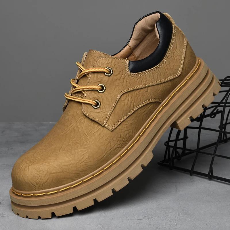 

Высокие мужские ботинки, мотоциклетные ботинки спецодежды в британском стиле, летние черные ботинки с боковой молнией, мужские ботинки из мягкой кожи со средней посадкой