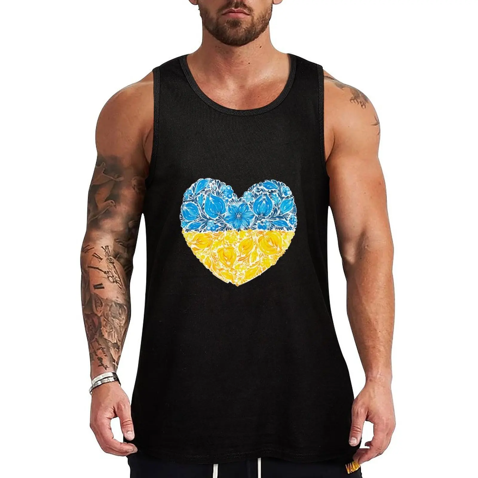 

Ukrainian heart in folk art Petrykivka. Love Ukraine Tank Top Everyday Wear Tank Top Comfortable Lightweight Shirt