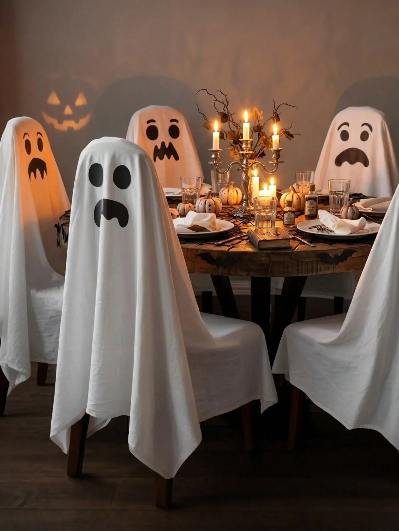 Halloween Ghost Chair Cover, Scary Face Slipcover, 59 X 59 Inch Double-Sided Print, Outdoor Decor Chair Cover, Suitable For Halloween Party, Home, Restaurant, Office Decoration, Party Chair Cover, Halloween Decoration, Halloween Party Supplies, Home Decor