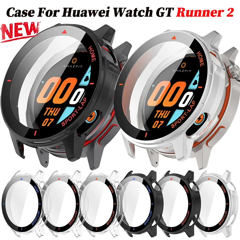 

Чехол из закаленного стекла и поликарбоната для смарт-часов Huawei Watch GT Runner 2, защитный бампер, полная защита экрана, аксессуары