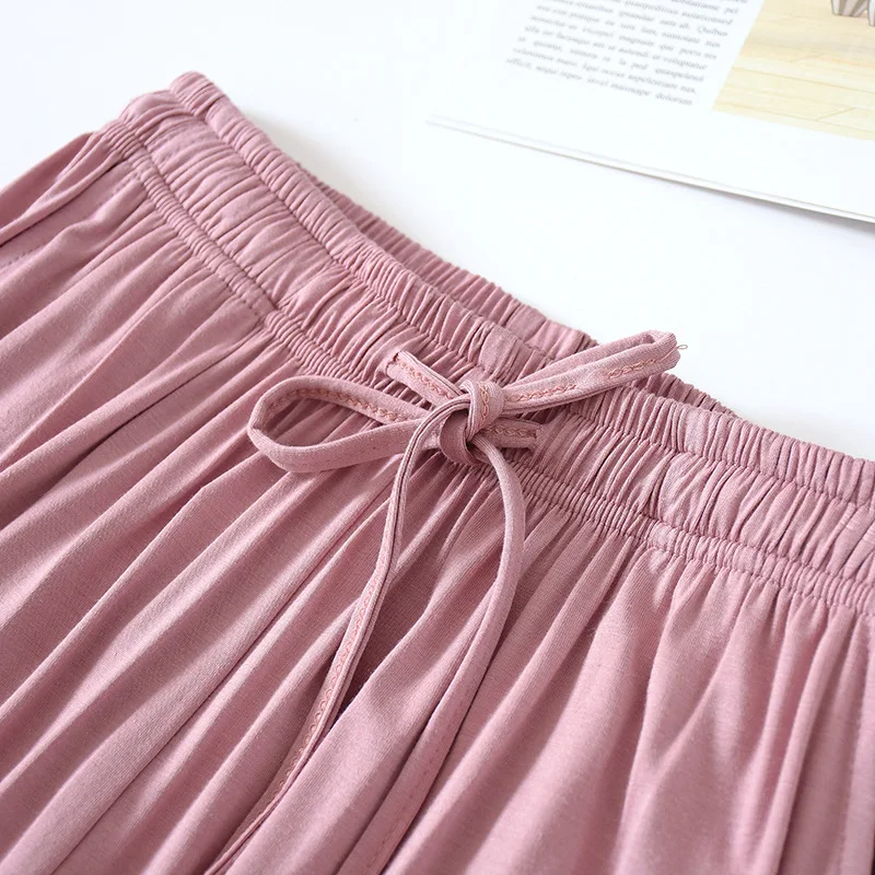 Capris Pajama Pants Women's Loose Summer Thin Modal Solid Color Home Pants Wide Leg Plus Size Home Air Conditioning Trousers