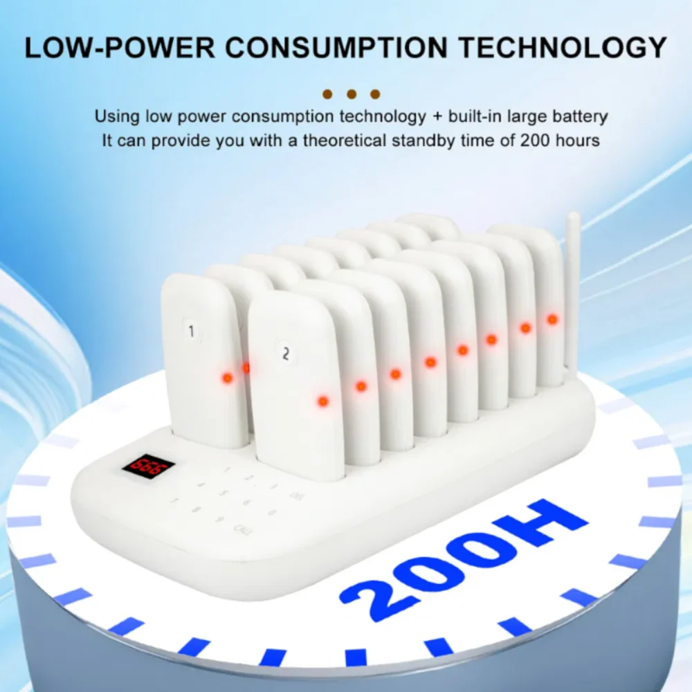 In Stock 16Pcs Wireless Restaurant Pager System Buzzer Beeper 1 Keyboard Transmitter Calling System for Clinic Church