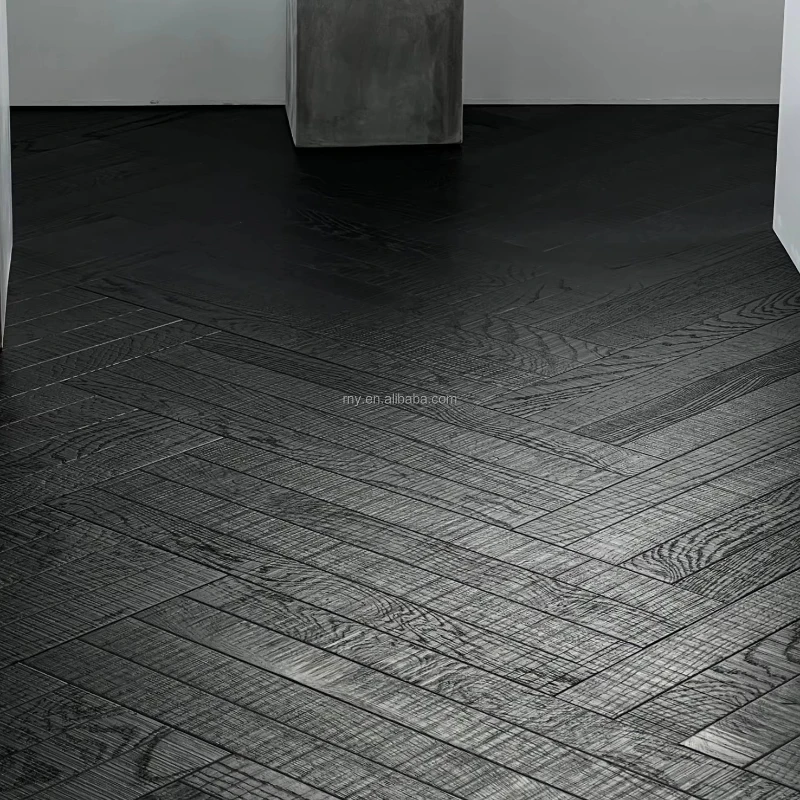 نسخة مخصصة من فرشاة الحرير الحديثة ذات اللطخة السوداء النقية من خشب البلوط الكونياك والأرضيات المتعرجة تشطيبات أخرى كبيرة #1