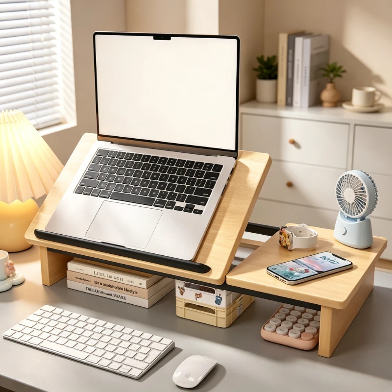 Height Adjustable Foldable Computer Stand Riser Desktop Storage Shelf for Laptop Monitor Dorm Office Student Desk 접이식 책상 선반