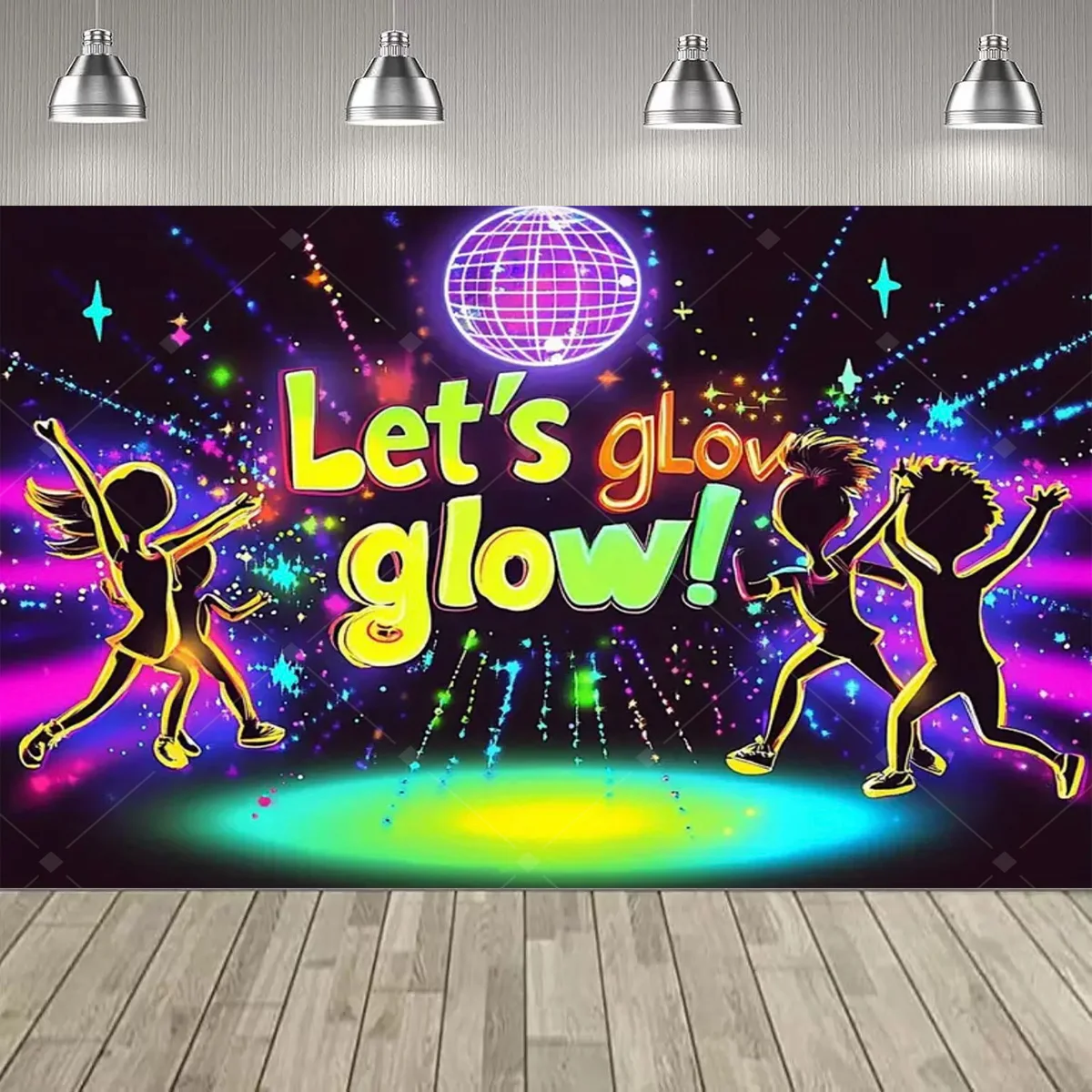 UV-Schwarzlicht Let's Glow Crazy Theme Party Dekorationen Hintergrund Neon Fluoreszierender Effekt Geburtstag Party Supplies Dekor Banner – Detail 9