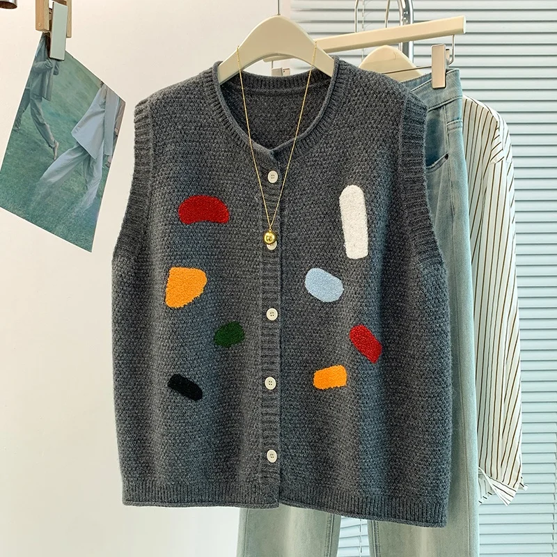 Spring Autumn New Korean Design Ageless Versatile Layered Open Cardigan Vest Outerwear Thin Single Buttoned Multi-Purpose