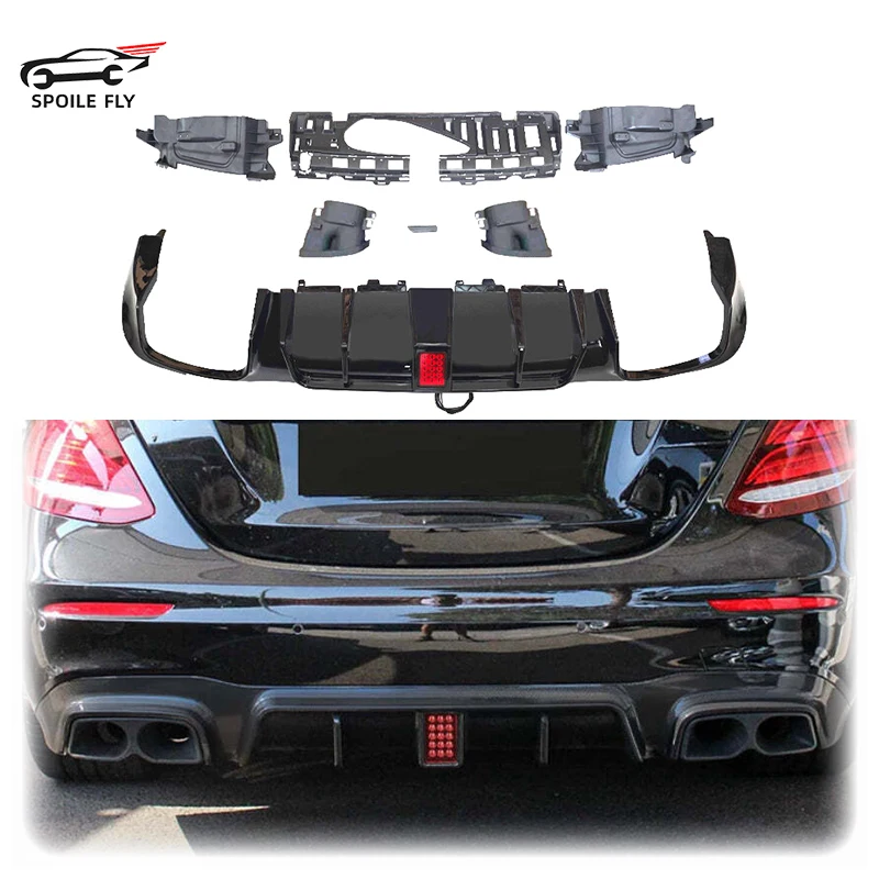 

High Quality ABS Car Rear Bumper Lip Diffuser Body Kit For Mercedes Benz E Class W213 E300 E400 AMG E63 2016-2020 AMG-Line Style