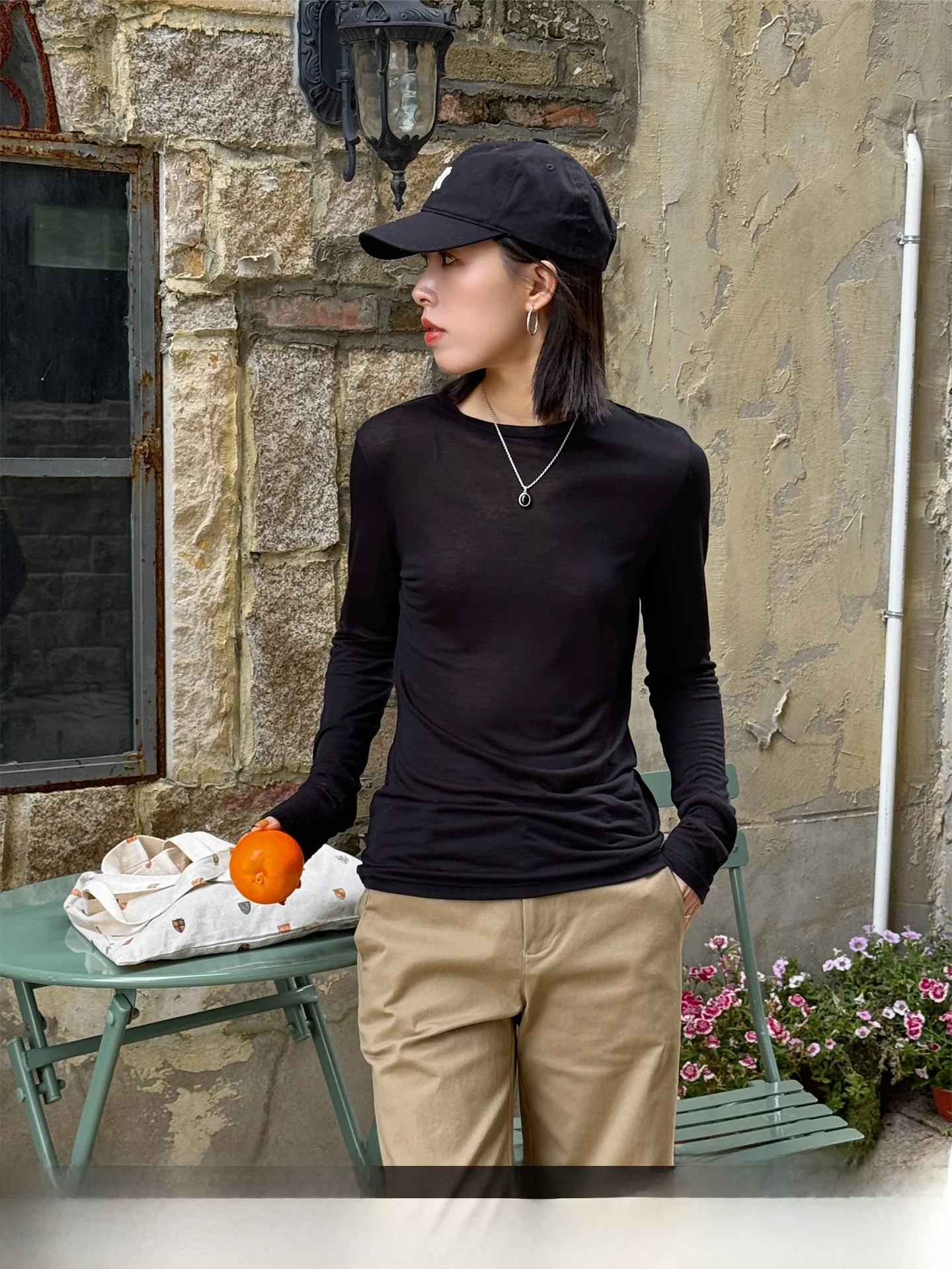 

Slim Fit round Neck Long Sleeve Base Shirt Women's Style 2026 New Spring Seasonal Casual Pure Color T-Shirt Top