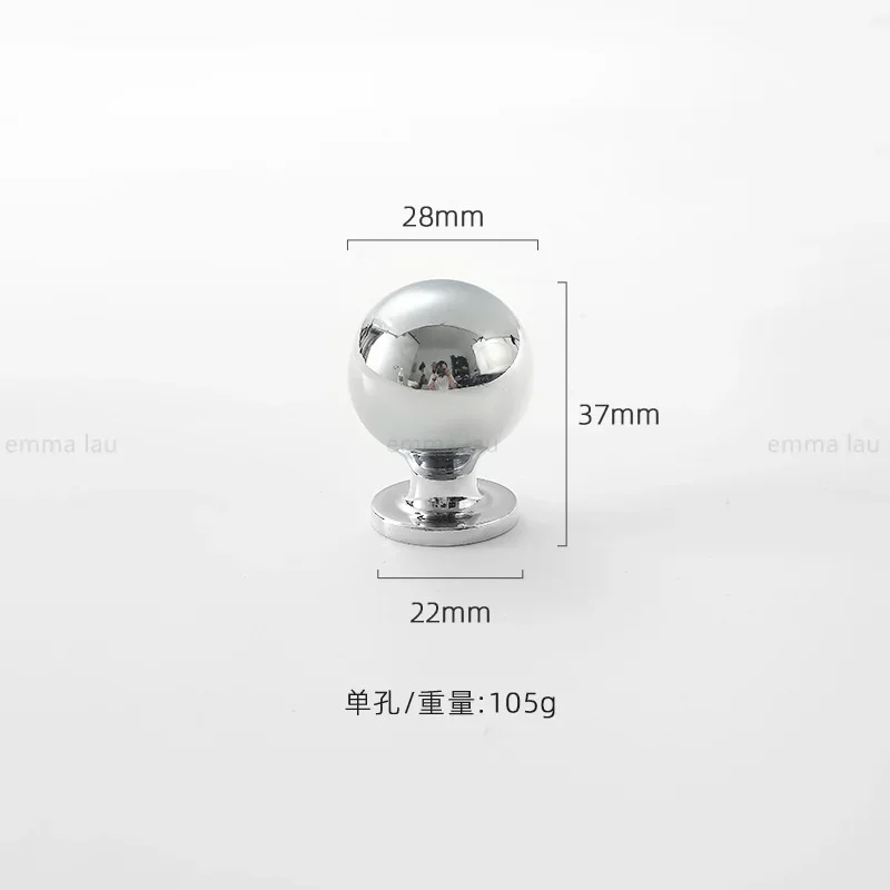 Bright Silver Brass Furniture Pull Handles Single Hole Cabinet Door Handles Drawer Knobs Kitchen Ball Wardrobe Cupboard Pulls