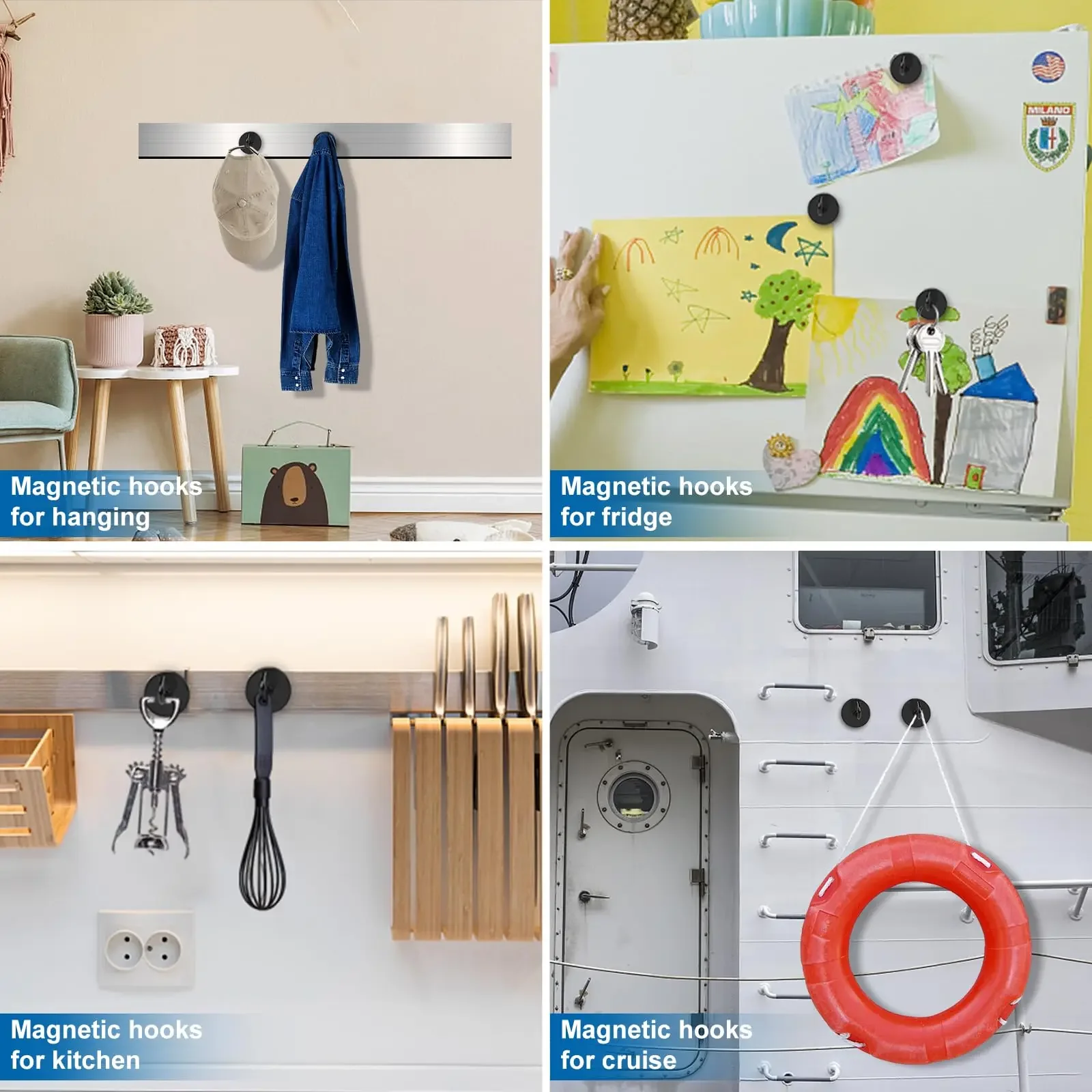 1/5/10/20PCS Strong Magnetic Hooks Load Bearing Hook MultiPurpose Storage For Home Kitchen Bar Storage Key Hanging Hanger