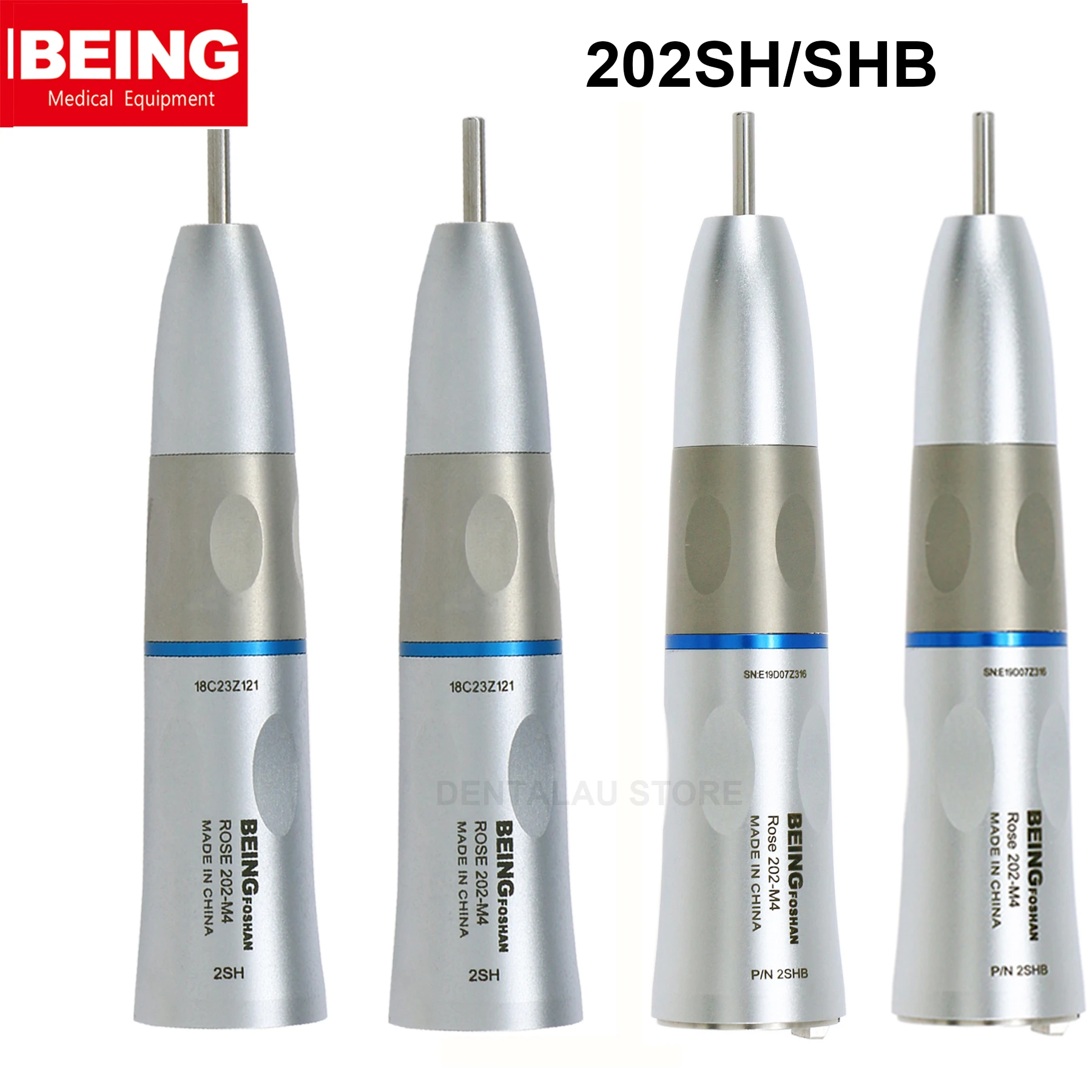 202SH/SHB BEING Dental Low Speed Fiber Optic Straight Handpiece Internal Cooling System 4/6 Holes with LED