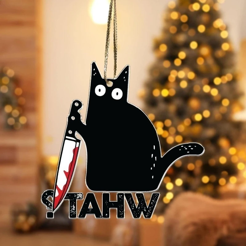 مرعبة الدموية القط الأسود الكرتون الإبداعية الاكريليك قلادة المفاتيح ديكور سيارة مرآة حقيبة معلقة اكسسوارات هدايا الهالوين