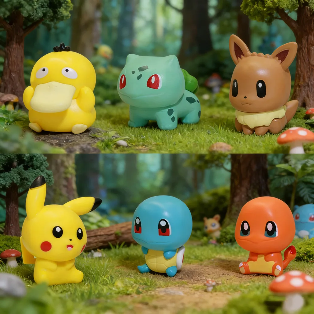 6 Stück Poke Auto-Armaturenbrett-Dekoration Cartoon-Minifiguren Pichu Squirtle Eevee Auto-Innenraum Mittelkonsolen-Display-Ornament – Detail 8