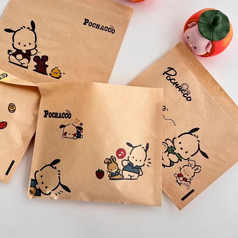 10pcs Hello Kitty Pochacco Anime Kraft Paper Bag Kawaii Sanrio Thickened Large Capacity Packaging Bag Storage Gift Pouch Party